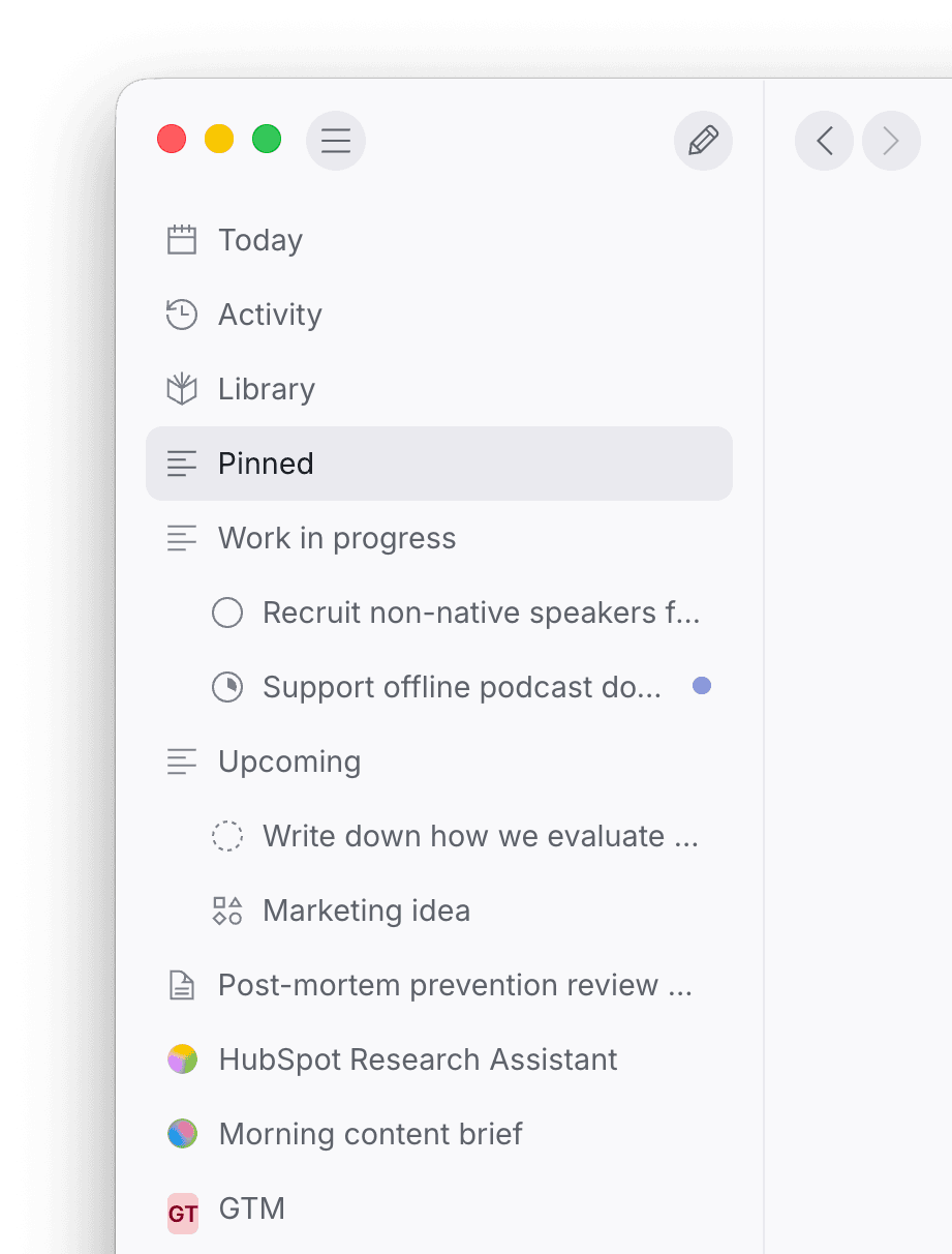 A sidebar you can pin things to